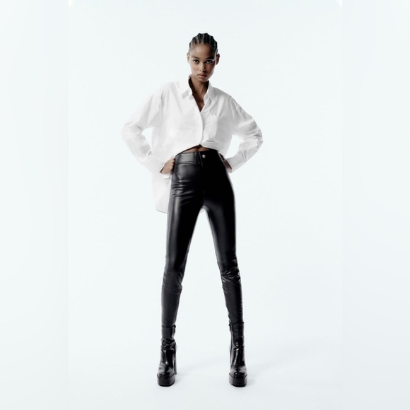 Zara Hi-rise Faux Leather Leggings - Picture 1 of 3